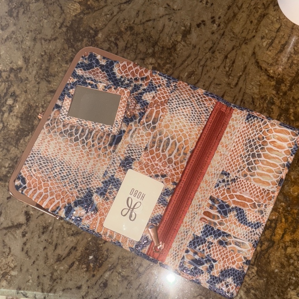 HOBO Orange and Blue Wallet with Snakeskin Pattern - Picture 4 of 5